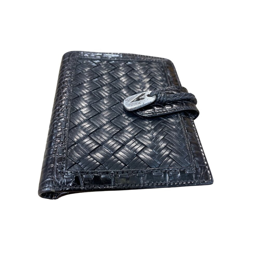 Brighton wms black leather braided card holder wallet SKU 9862